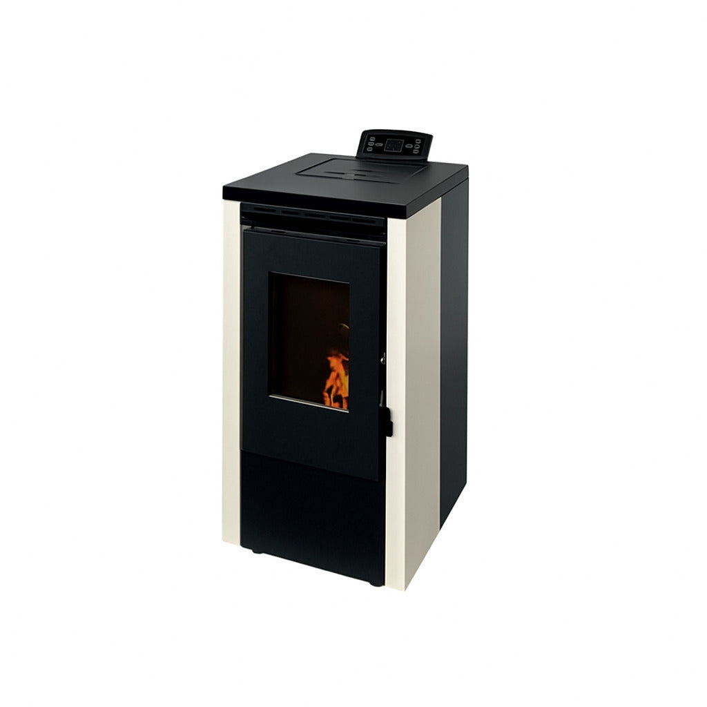 Poêle à granulés blanc ELITE 7 kW, chauffe jusqu'à 110 m³