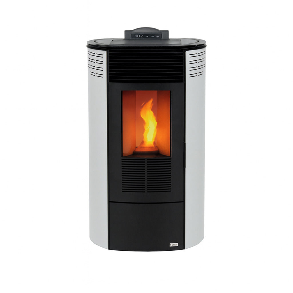 Poêle à granulés rond noir 7 kW blanc