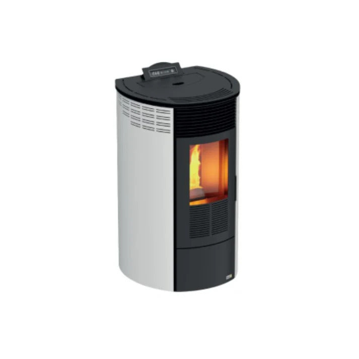 Poêle à granulés rond noir 7 kW blanc
