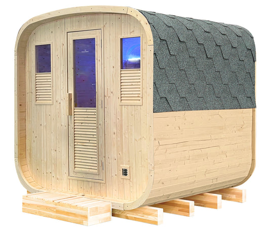 Sauna extérieur Gaïa Nova 6 places 205x205x220 cm 6 kW LED spa jardin