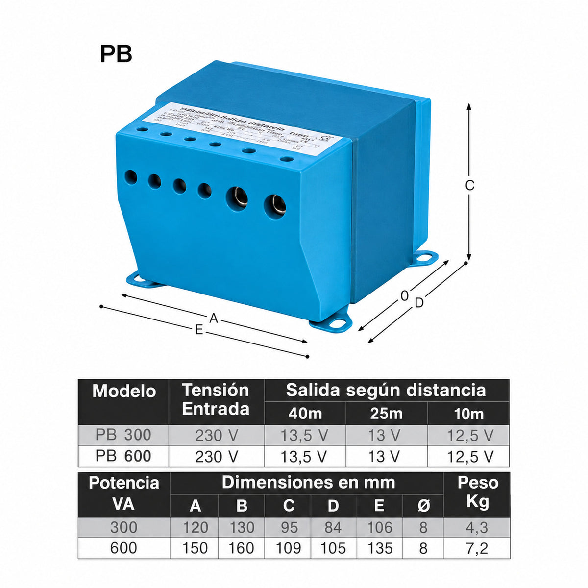 Transformateur piscine PB 300 · 300 VA · 230 V / 12 V