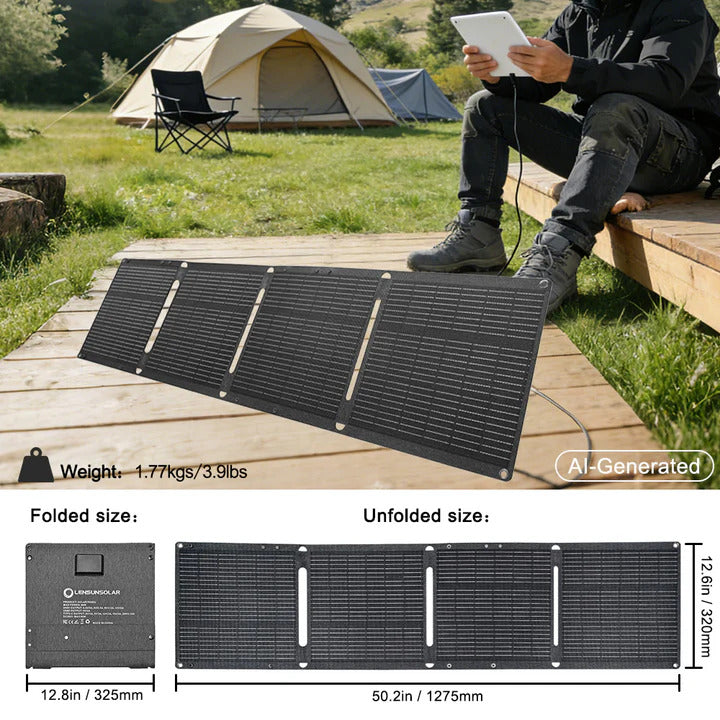Panneau solaire portable pliable 60W, IP67, rendement 25 %, USB-C 45 W