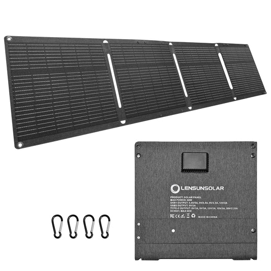 Panneau solaire portable pliable 60W, IP67, rendement 25 %, USB-C 45 W