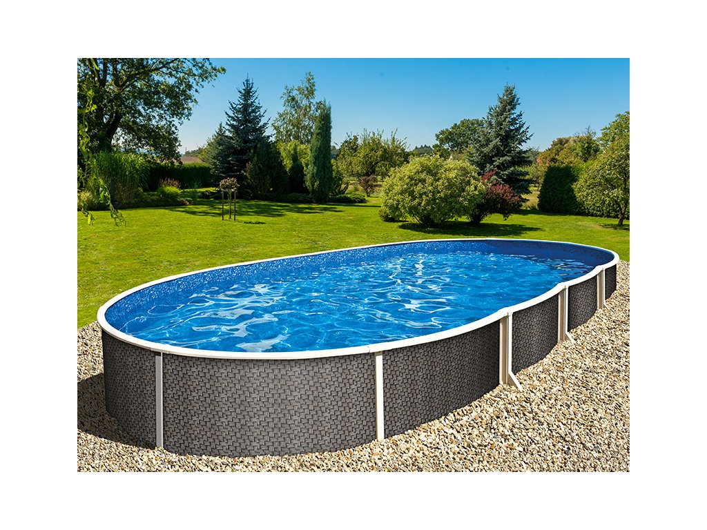 Piscine ovale Azuro en rotin  mesurant 5,5 x 3,7 x 1,2 m