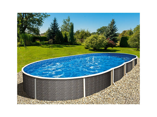 Piscine ovale Azuro en rotin  mesurant 5,5 x 3,7 x 1,2 m