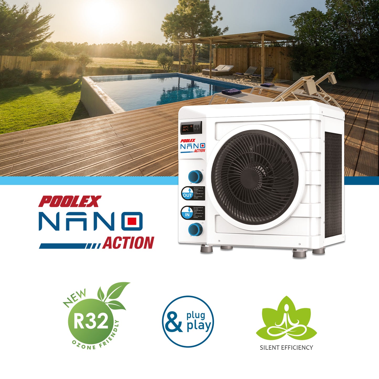 Pompe à chaleur Nano Action 2020 Modèle 5kW pour piscines jusqu'à 35 m3.