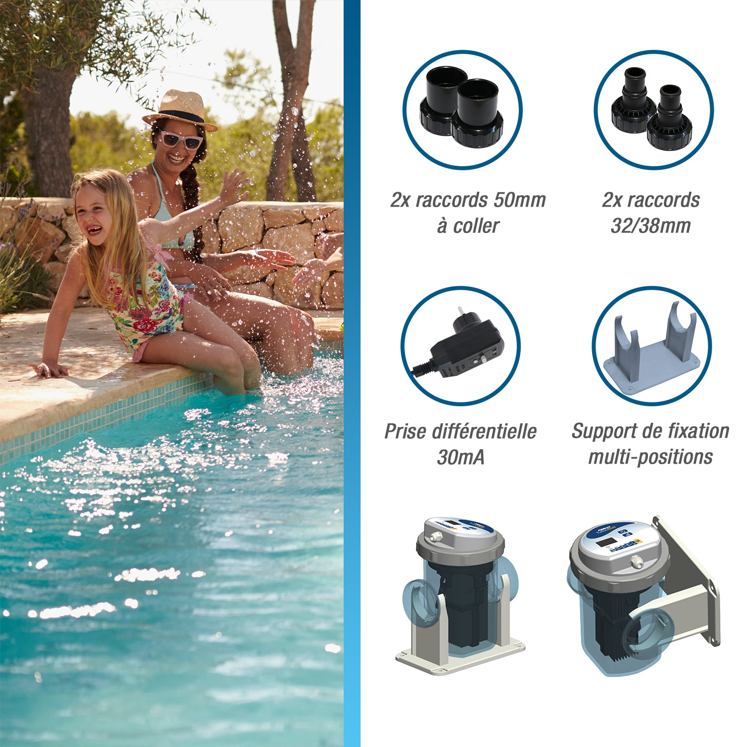 Turbo Salt 100 Electrolyseur salin pour piscine jusqu'à 10m3 comprend