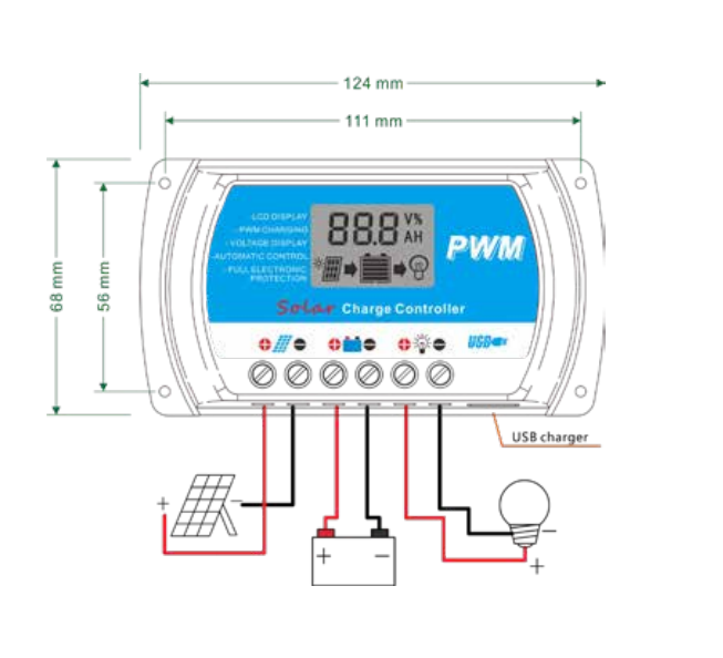 Contrôleur de charge solaire PWM d'une capacité de 10 A