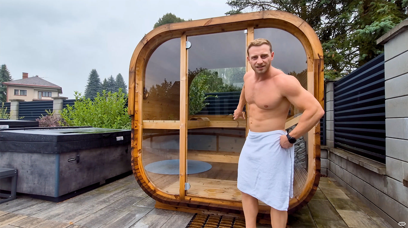 Sauna Extérieur QUADRA X 2-4 Personnes Façade Vitrée LED Jardin