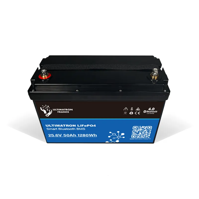 Batterie au lithium Ultimatron LiFePO4 25,6 V 50 Ah avec Bluetooth