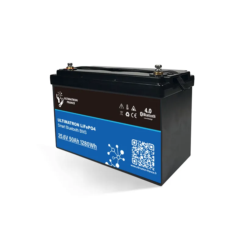 Batterie au lithium Ultimatron LiFePO4 25,6 V 50 Ah avec Bluetooth