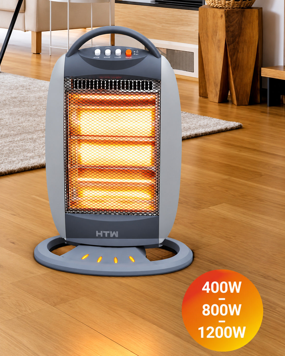 Chauffage d'Appoint Halogène HTW 1200W Oscillant