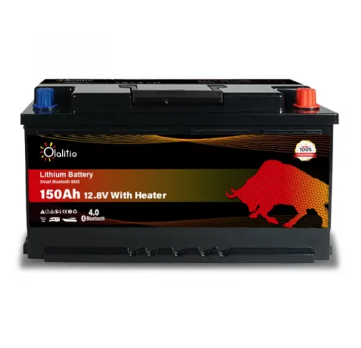 Batterie Lithium 150Ah 12.8V LiFePO4 Chauffante BMS + Connexion B 4.0