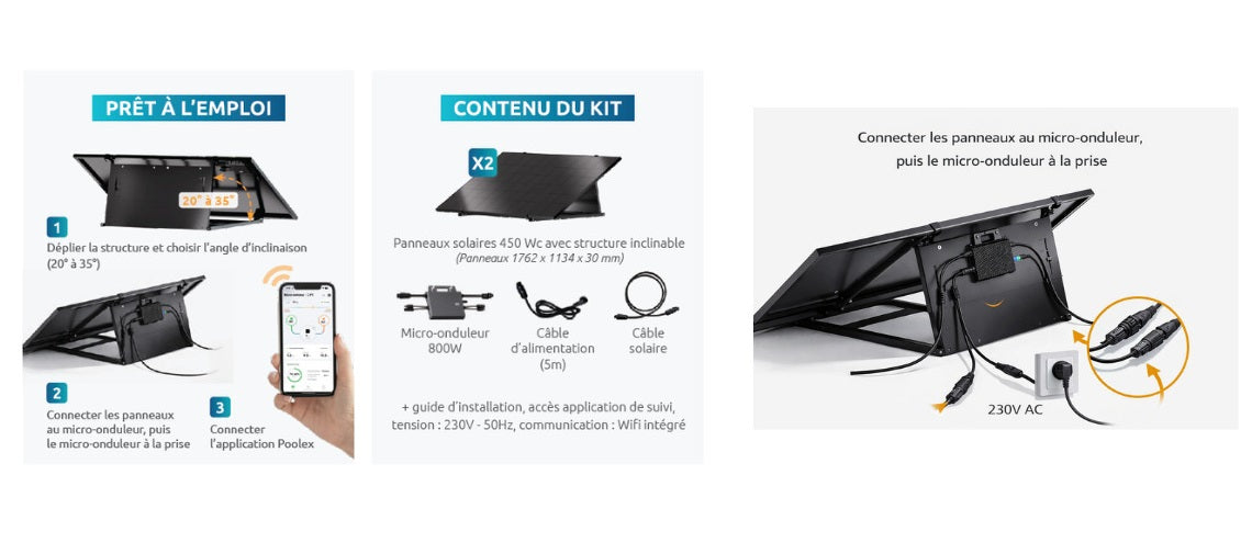 Kit solaire plug and play 900W sans installation WiFi