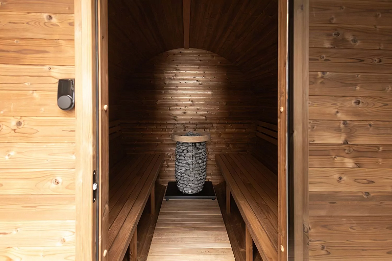 Sauna extérieur baril 4 personnes 260 cm jardin LED