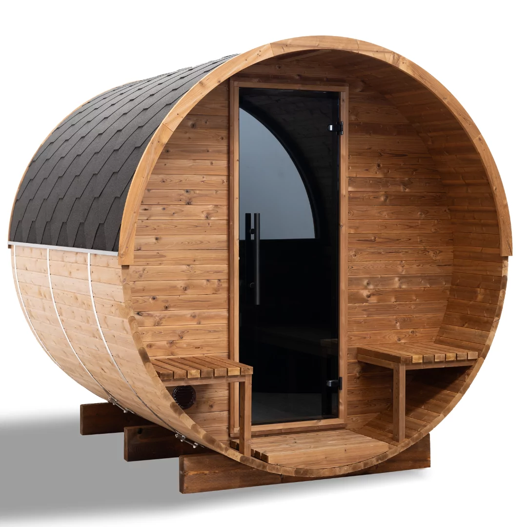 Sauna extérieur baril 4 personnes 260 cm jardin LED