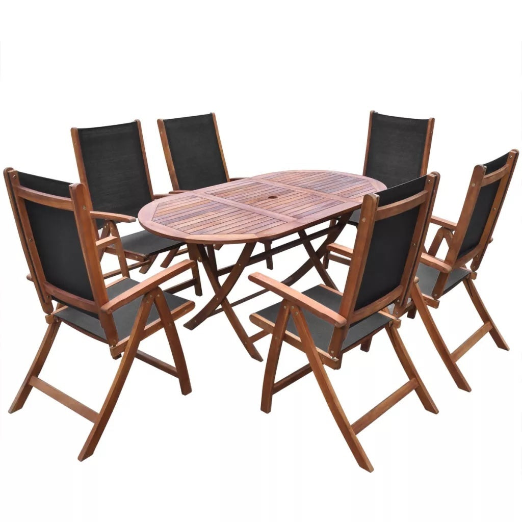 Set de comedor de 7 piezas de madera acacia