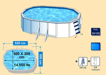 Piscine Bora Bora Ovale Détachable 500x300x120cm